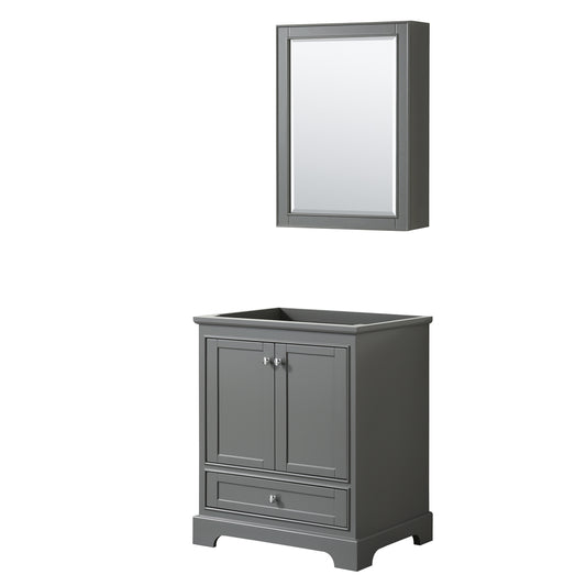 Deborah 30" Single Vanity in Dark Gray, No Top, No Sink, Medicine Cabinet