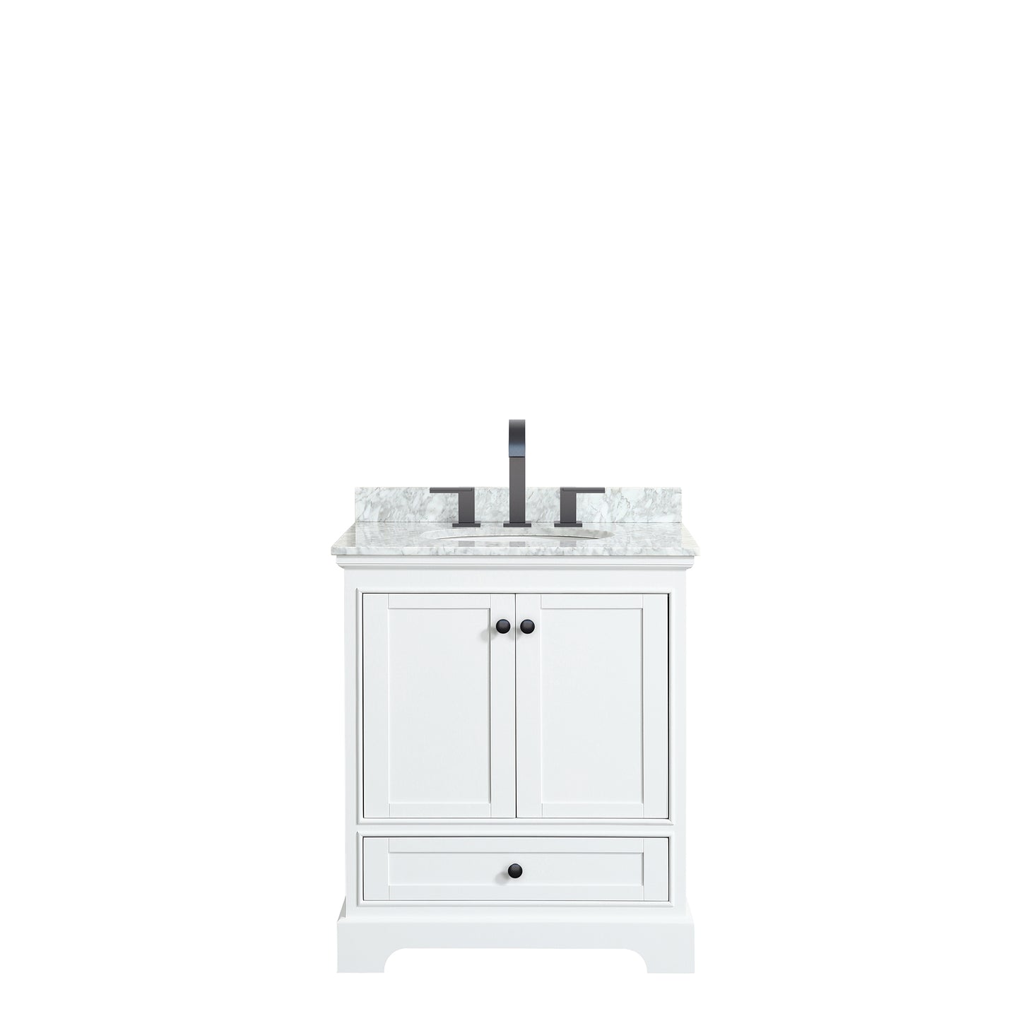 Deborah 30" Single Vanity in White, Top, Oval Sink, Matte Black Trim