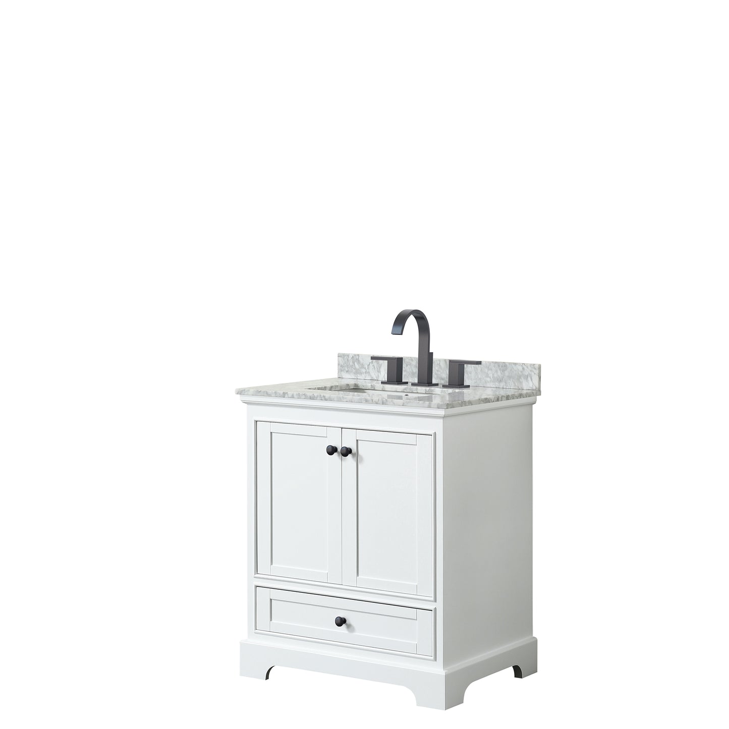 Deborah 30" Single Vanity in White, Top, Square Sink, Matte Black Trim