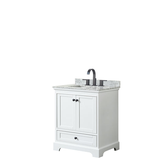 Deborah 30" Single Vanity in White, Top, Square Sink, Matte Black Trim