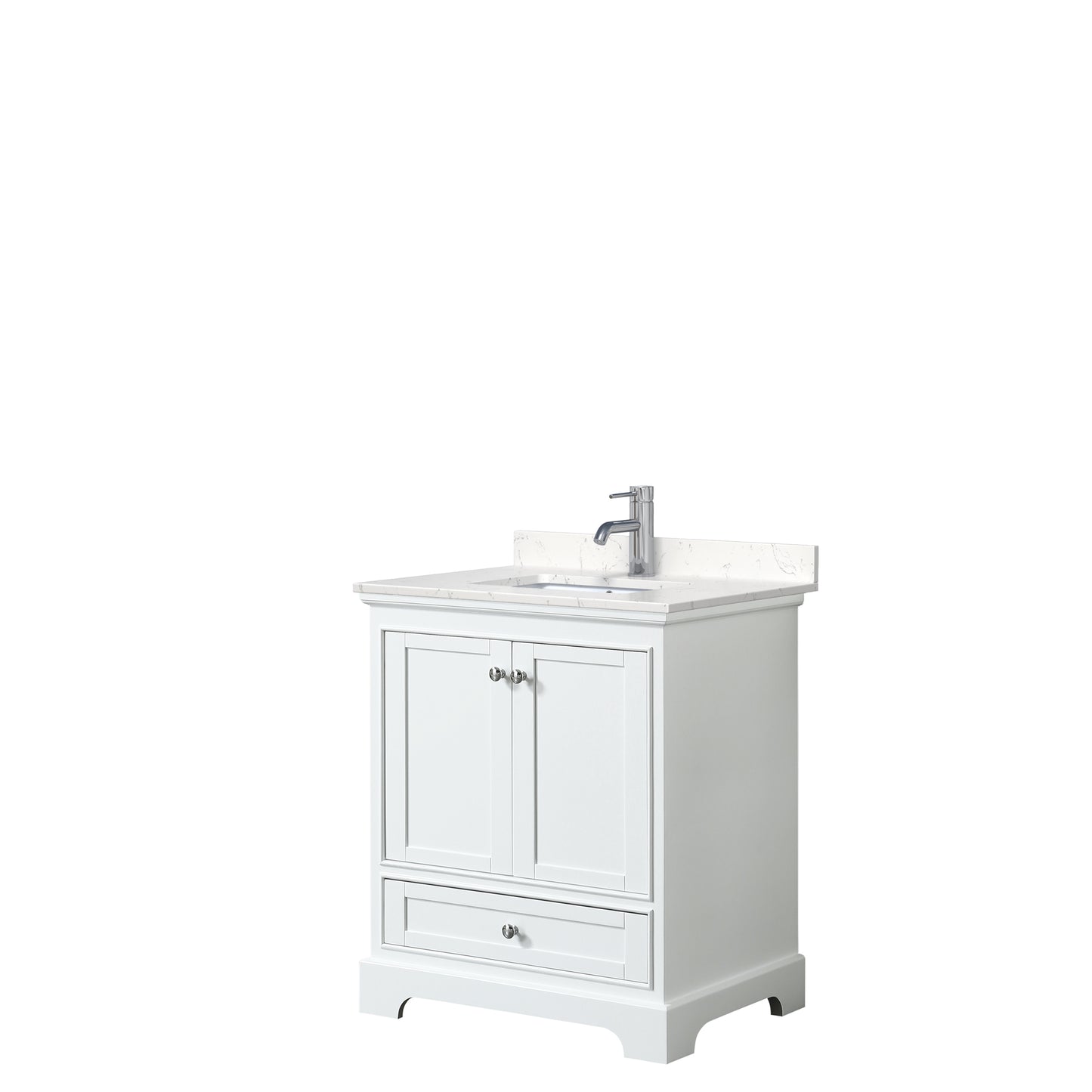 Deborah 30" Single Vanity in White, Carrara Cultured Marble Top, Sink