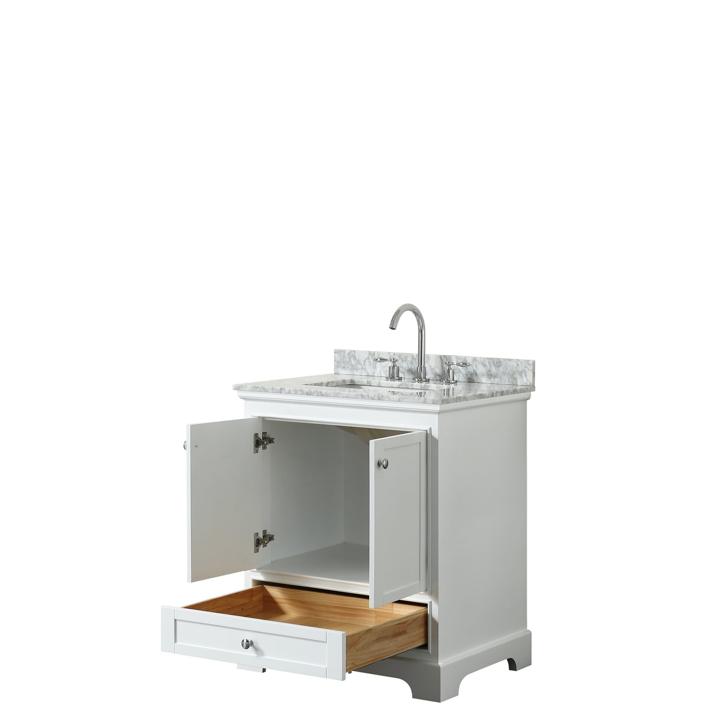 Deborah 30" Single Vanity in White, Top, Square Sink, No Mirror