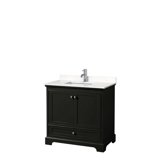 Deborah 36" Single Vanity in Dark Espresso, Carrara Cultured Marble Top, Sink