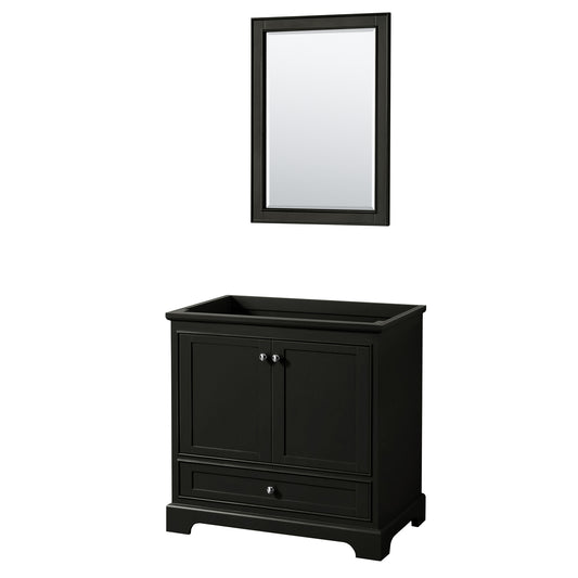 Deborah 36 Inch Single Bathroom Vanity in Dark Espresso, No Countertop, No Sink, and 24 Inch Mirror