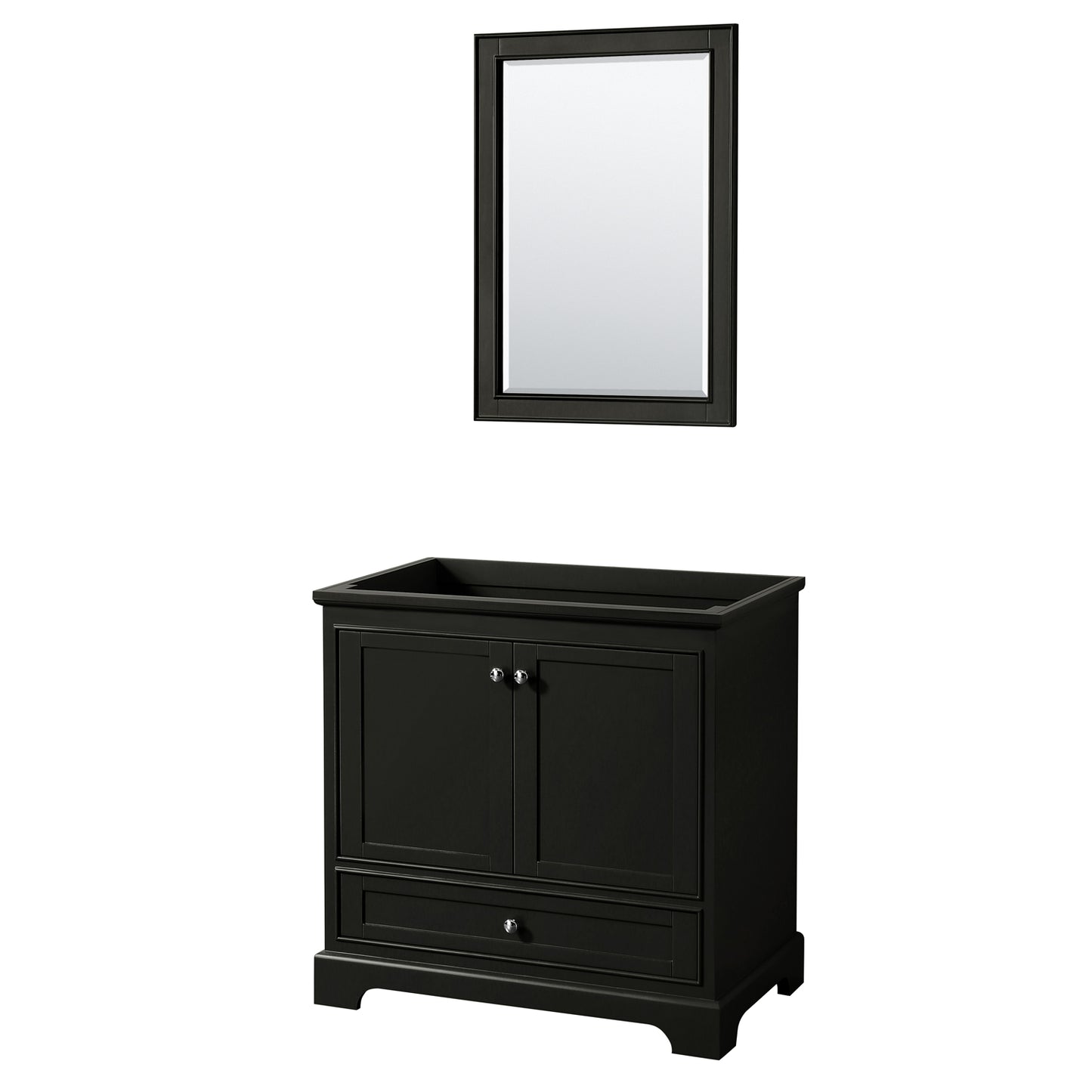 Deborah 36" Single Vanity in Dark Espresso, No Top, No Sink, 24" Mirror