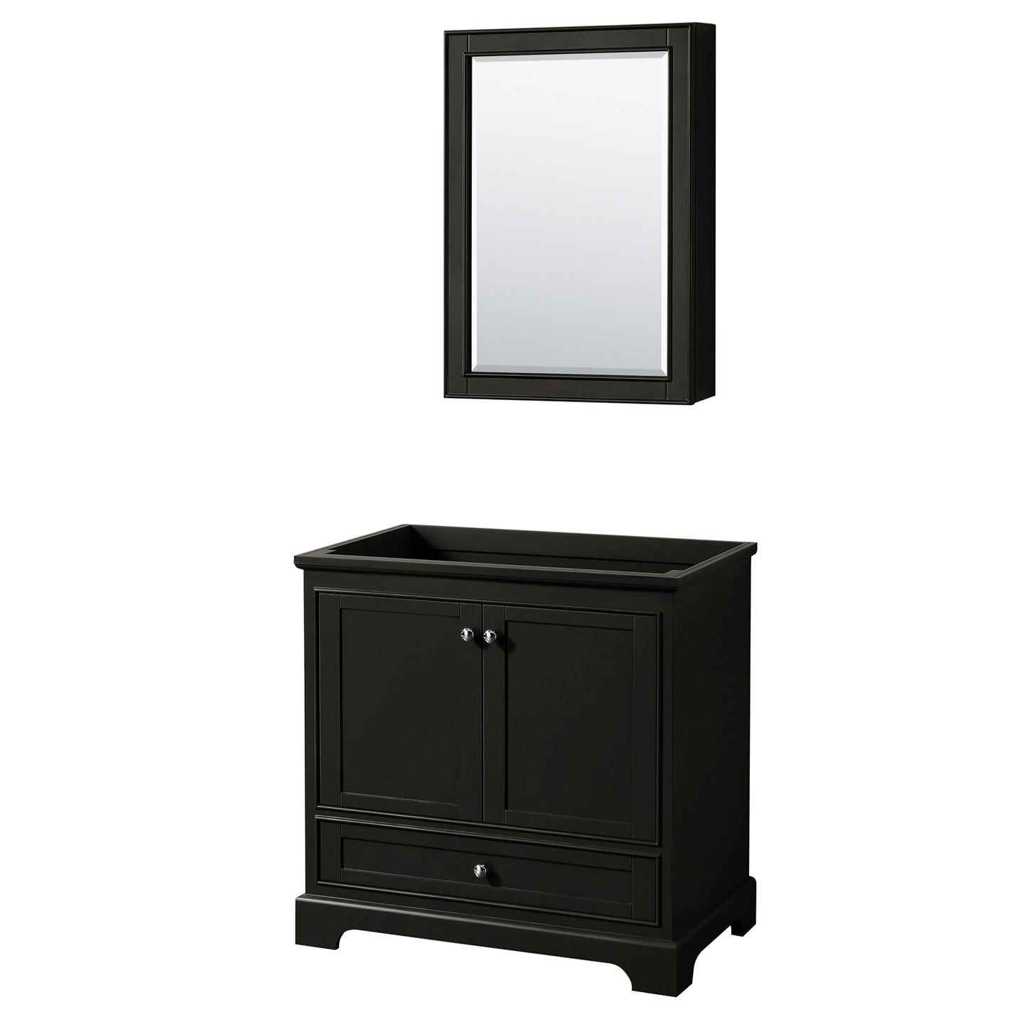 Deborah 36 Inch Single Bathroom Vanity in Dark Espresso, No Countertop, No Sink, and Medicine Cabinet