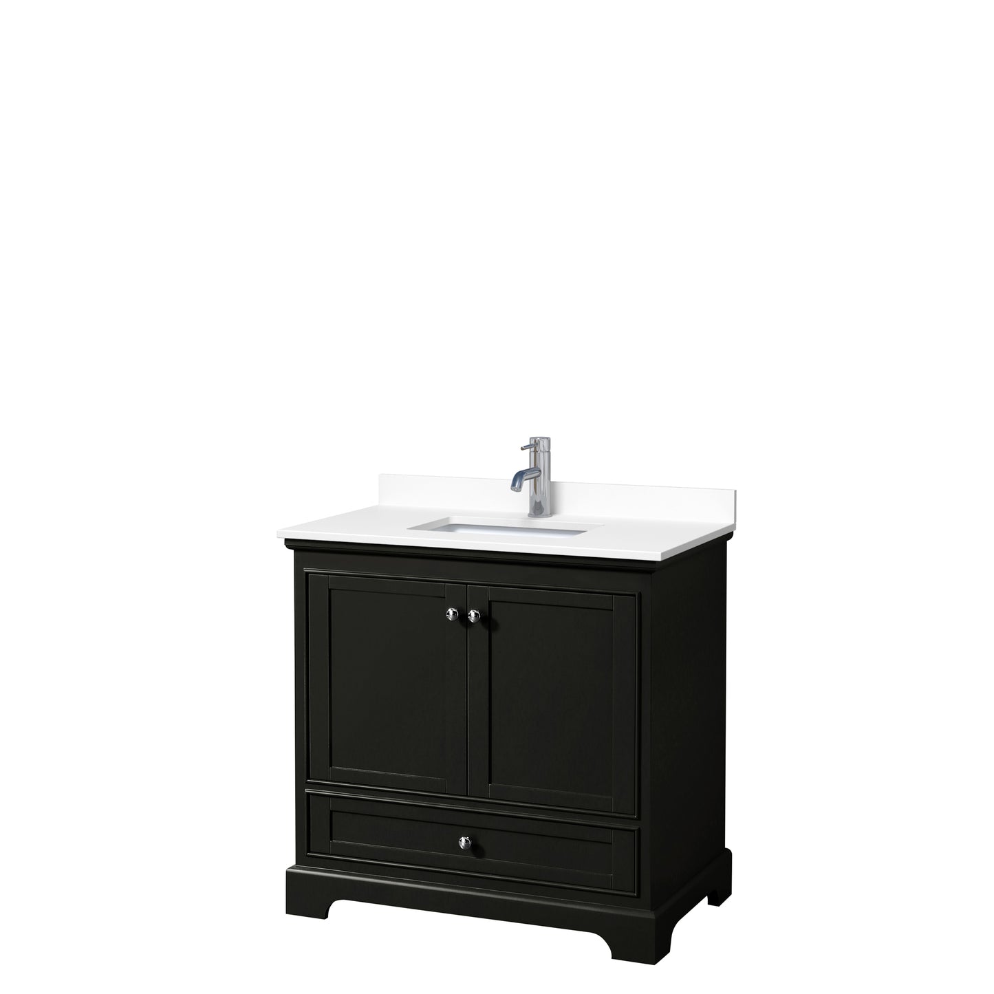 Deborah 36" Single Vanity in Dark Espresso, White Cultured Marble Top, Sink