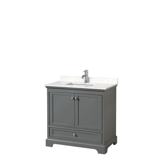 Deborah 36" Single Vanity in Dark Gray, Carrara Cultured Marble Top, Sink