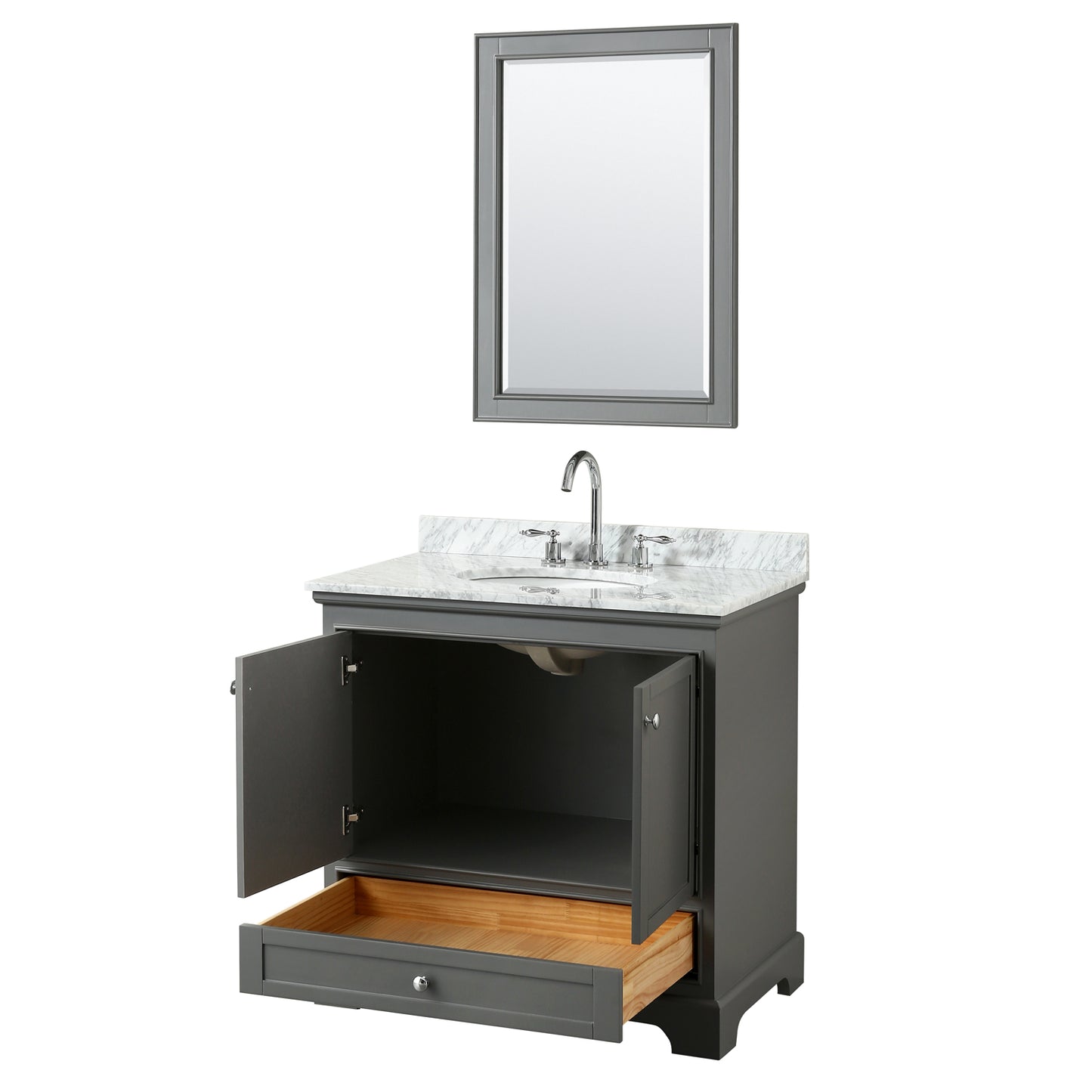 Deborah 36" Single Vanity in Dark Gray, Top, Oval Sink, 24" Mirror