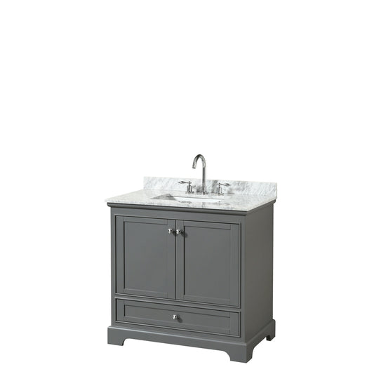 Deborah 36" Single Vanity in Dark Gray, Top, Square Sink, No Mirror