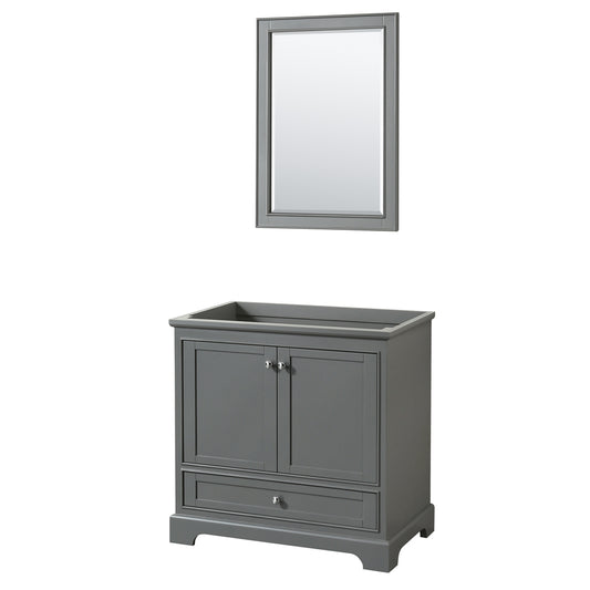 Deborah 36 inch Single Bathroom Vanity in Dark Gray, No Countertop, No Sink, and 24 inch Mirror