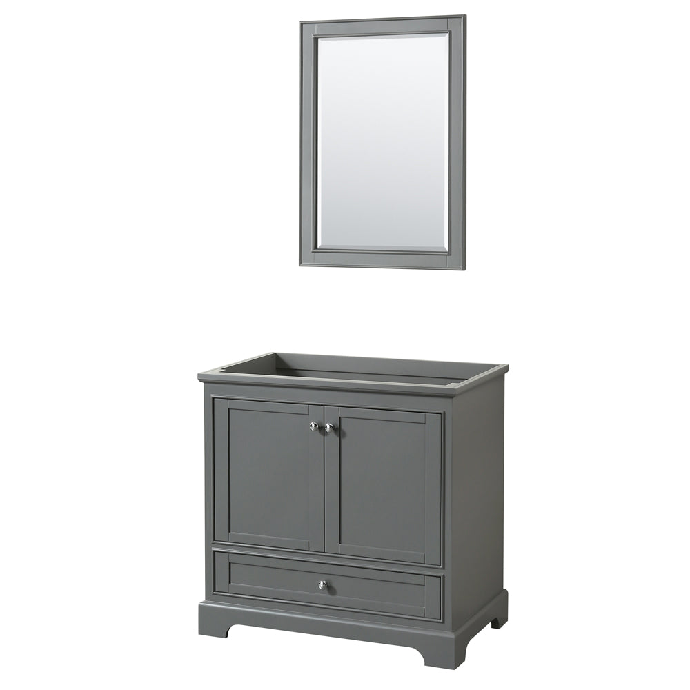 Deborah 36" Single Vanity in Dark Gray, No Top, No Sink, 24" Mirror