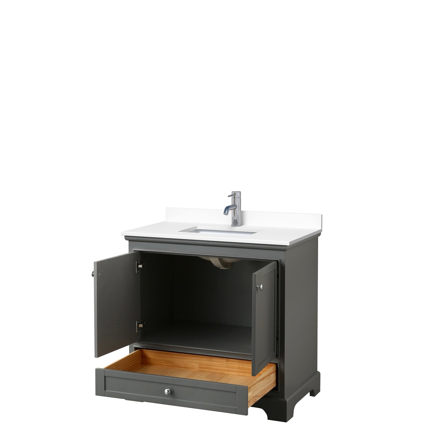 Deborah 36" Single Vanity in Dark Gray, White Cultured Marble Top, Sink
