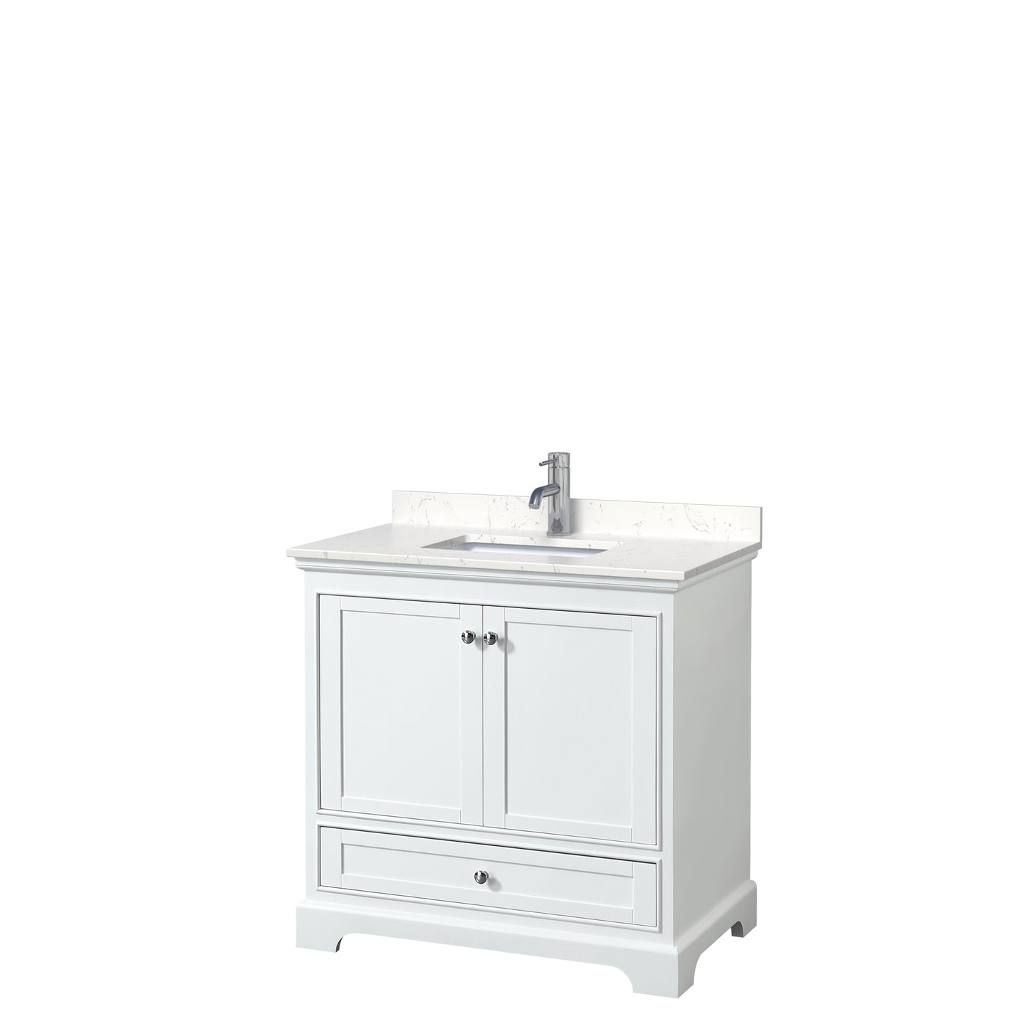 Deborah 36" Single Vanity in White, Carrara Cultured Marble Top, Sink
