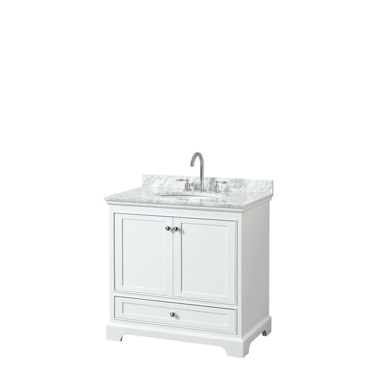 Deborah 36" Single Vanity in White, Top, Oval Sink, No Mirror