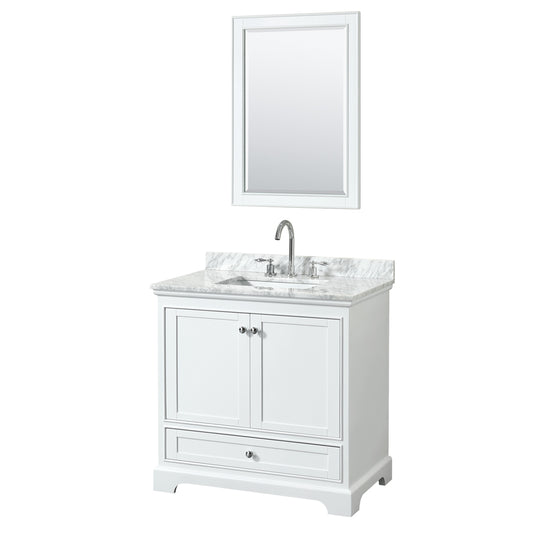 Deborah 36" Single Vanity in White, Top, Square Sink, 24" Mirror