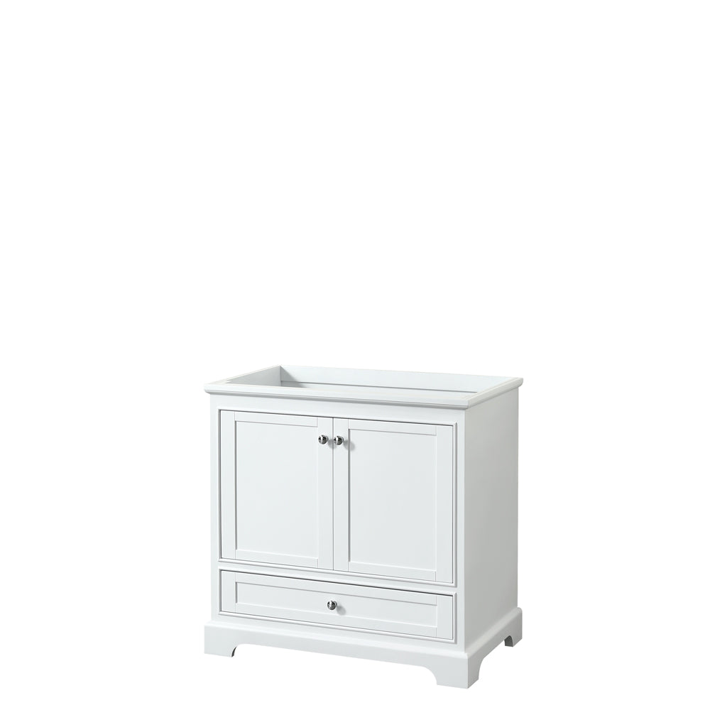 Deborah 36 inch Single Bathroom Vanity in White, No Countertop, No Sink, and No Mirror