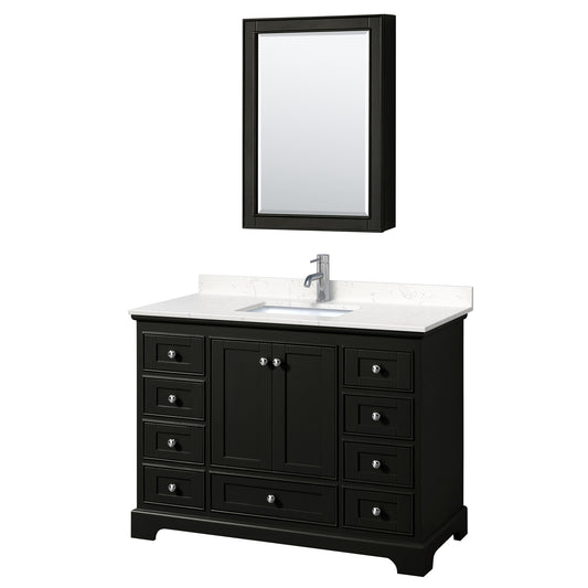 Deborah 48" Single Vanity in Espresso, Carrara Marble Top, Medicine Cabinet