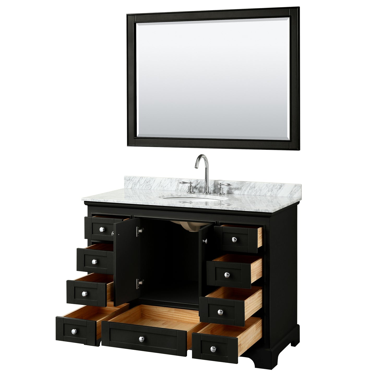 Deborah 48" Single Vanity in Dark Espresso, Top, Oval Sink, 46" Mirror