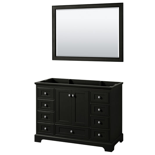 Deborah 48 Inch Single Bathroom Vanity in Dark Espresso, No Countertop, No Sink, and 46 Inch Mirror