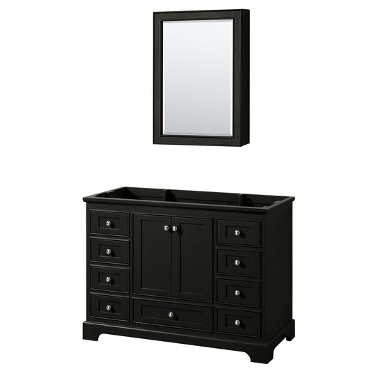 Deborah 48 Inch Single Bathroom Vanity in Dark Espresso, No Countertop, No Sink, and Medicine Cabinet