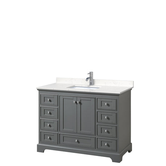 Deborah 48" Single Vanity in Dark Gray, Carrara Cultured Marble Top, Sink