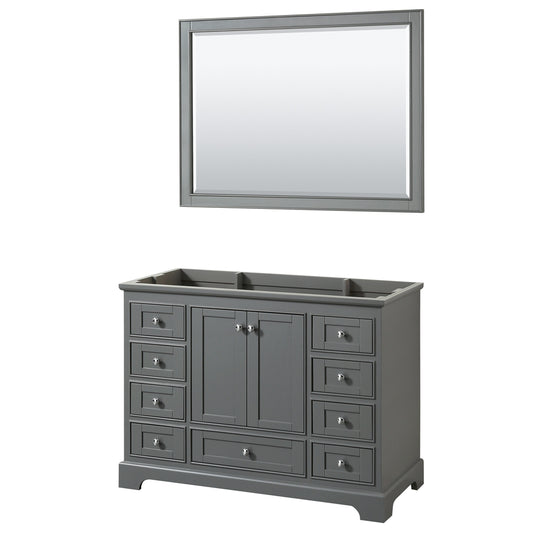 Deborah 48 inch Single Bathroom Vanity in Dark Gray, No Countertop, No Sink, and 46 inch Mirror