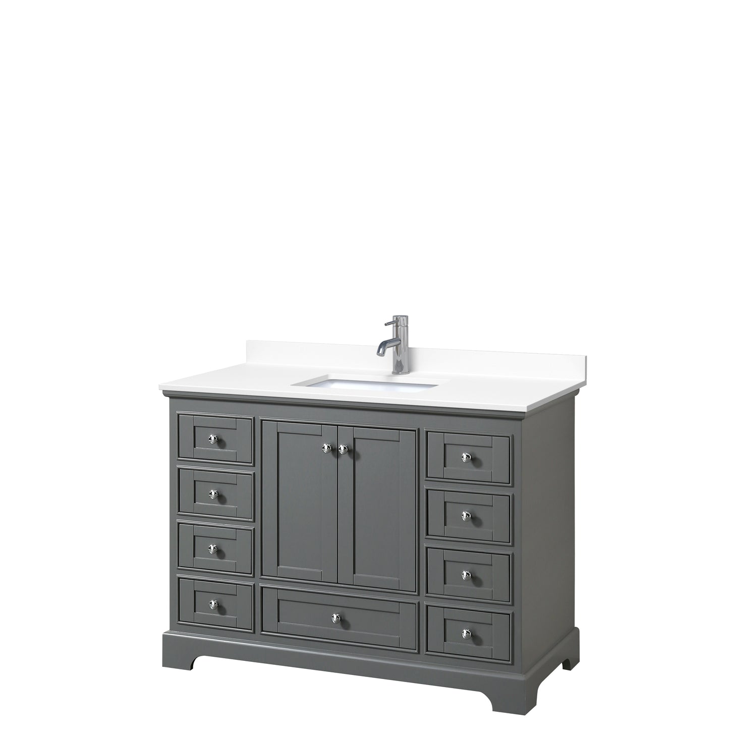 Deborah 48" Single Vanity in Dark Gray, White Cultured Marble Top, Sink