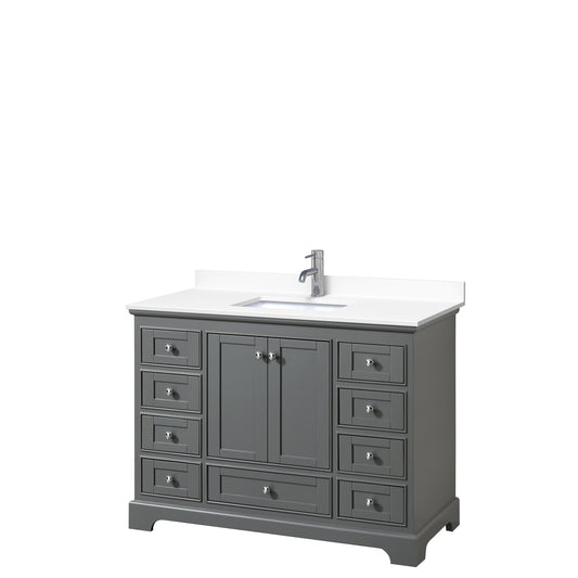 Deborah 48" Single Vanity in Dark Gray, White Cultured Marble Top, Sink