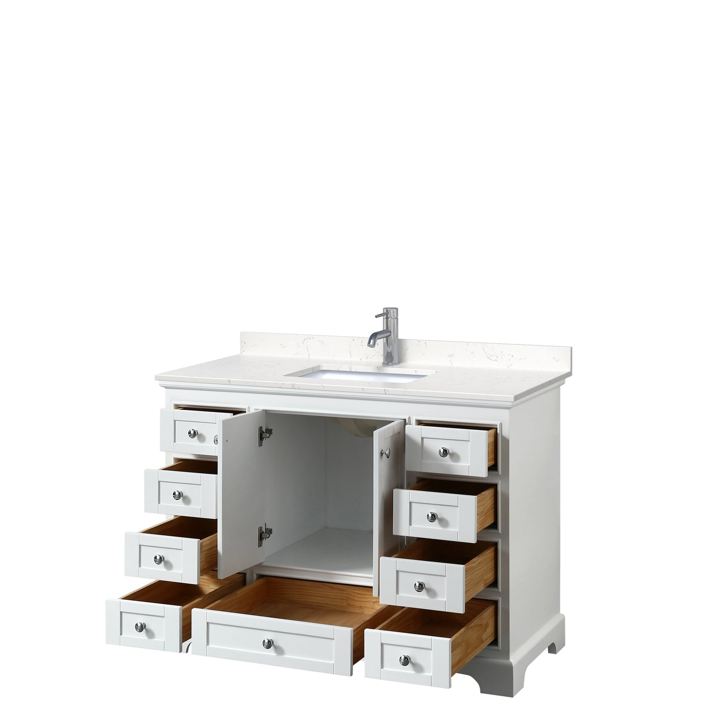 Deborah 48" Single Vanity in White, Carrara Cultured Marble Top, Sink