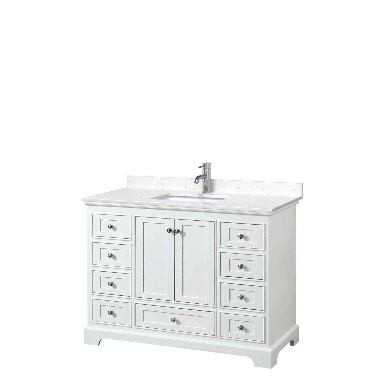 Deborah 48" Single Vanity in White, Carrara Cultured Marble Top, Sink