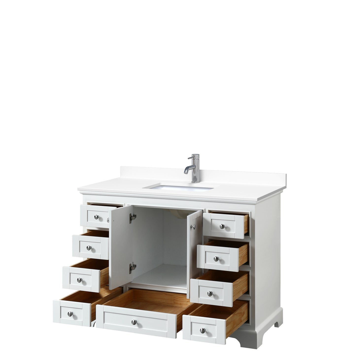 Deborah 48" Single Vanity in White, White Cultured Marble Top, Sink