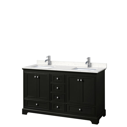 Deborah 60" Double Vanity in Dark Espresso, Carrara Cultured Marble Top, Sinks