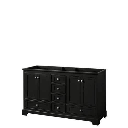 Deborah 60 Inch Double Bathroom Vanity in Dark Espresso, No Countertop, No Sinks, and No Mirrors