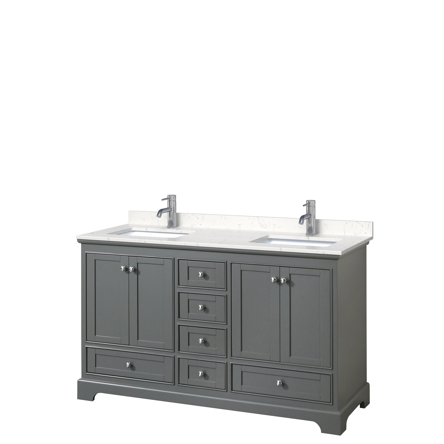 Deborah 60" Double Vanity in Dark Gray, Carrara Cultured Marble Top, Sinks