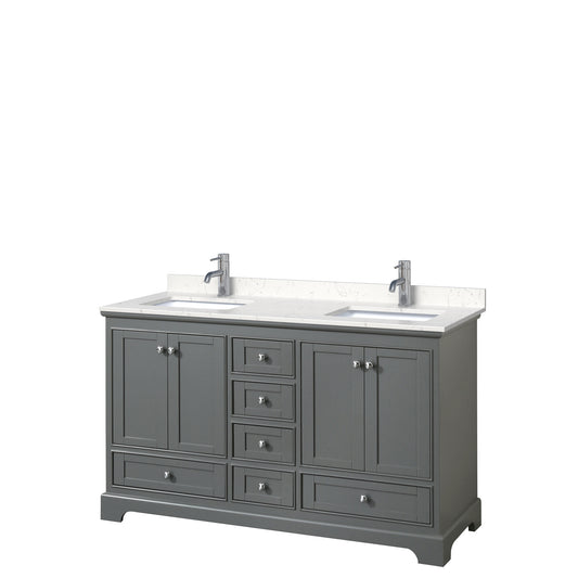 Deborah 60" Double Vanity in Dark Gray, Carrara Cultured Marble Top, Sinks