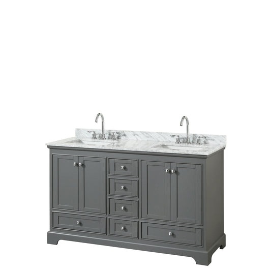 Deborah 60" Double Vanity in Dark Gray, Top, Square Sinks, No Mirror