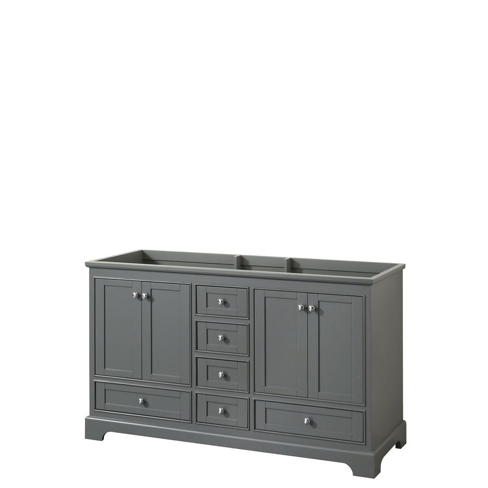 Deborah 60 inch Double Bathroom Vanity in Dark Gray, No Countertop, No Sinks, and No Mirror