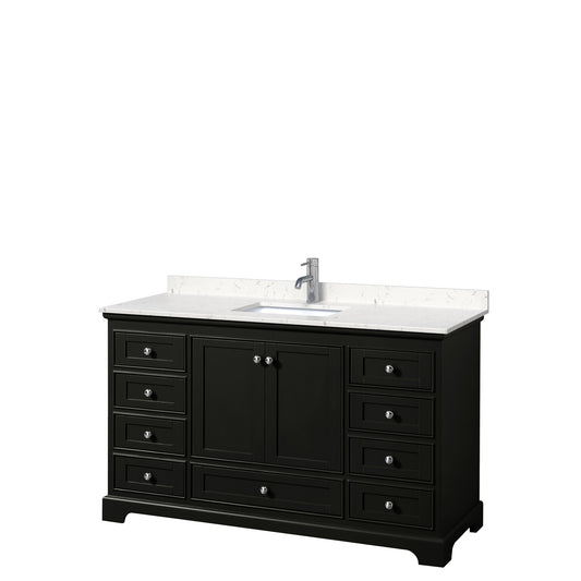 Deborah 60" Single Vanity in Dark Espresso, Carrara Cultured Marble Top, Sink