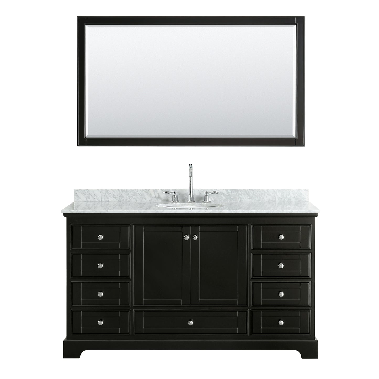 Deborah 60" Single Vanity in Dark Espresso, Top, Oval Sink, 58" Mirror