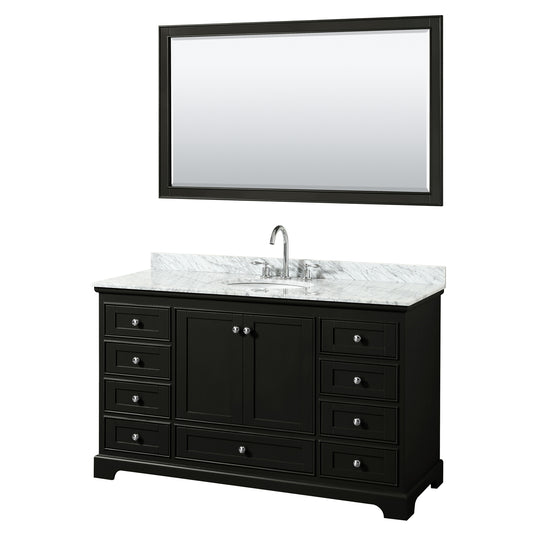 Deborah 60" Single Vanity in Dark Espresso, Top, Oval Sink, 58" Mirror