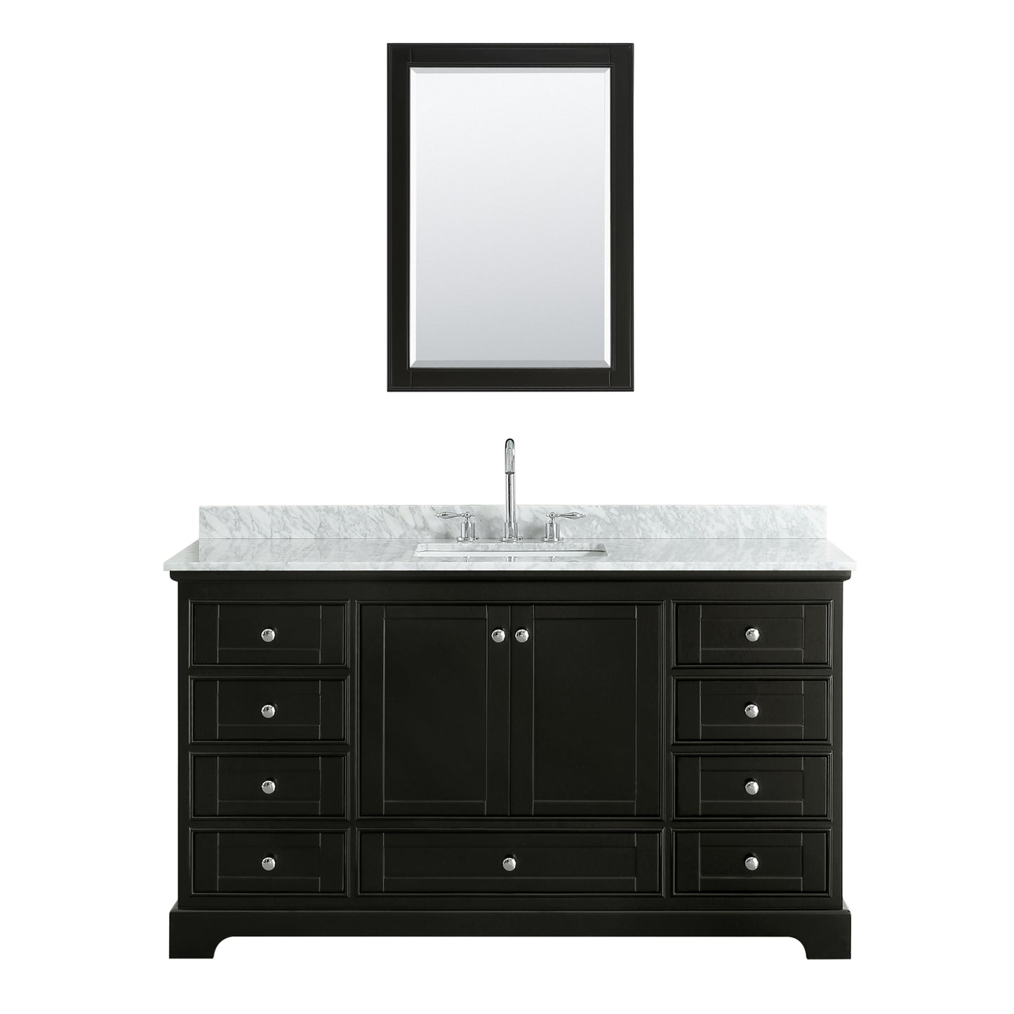 Deborah 60" Single Vanity in Dark Espresso, Top, Square Sink, Medicine Cabinet