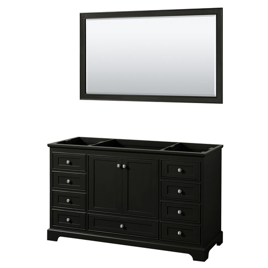 Deborah 60 Inch Single Bathroom Vanity in Dark Espresso, No Countertop, No Sink, and 58 Inch Mirror