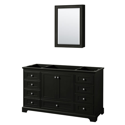 Deborah 60 Inch Single Bathroom Vanity in Dark Espresso, No Countertop, No Sink, and Medicine Cabinet