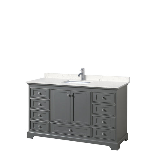 Deborah 60" Single Vanity in Dark Gray, Carrara Cultured Marble Top, Sink