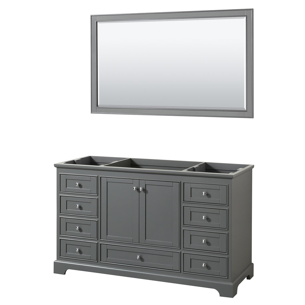 Deborah 60 inch Single Bathroom Vanity in Dark Gray, No Countertop, No Sink, and 58 inch Mirror