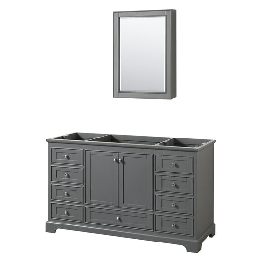 Deborah 60 inch Single Bathroom Vanity in Dark Gray, No Countertop, No Sink, and Medicine Cabinet