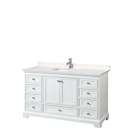 Deborah 60" Single Vanity in White, Carrara Cultured Marble Top, Sink