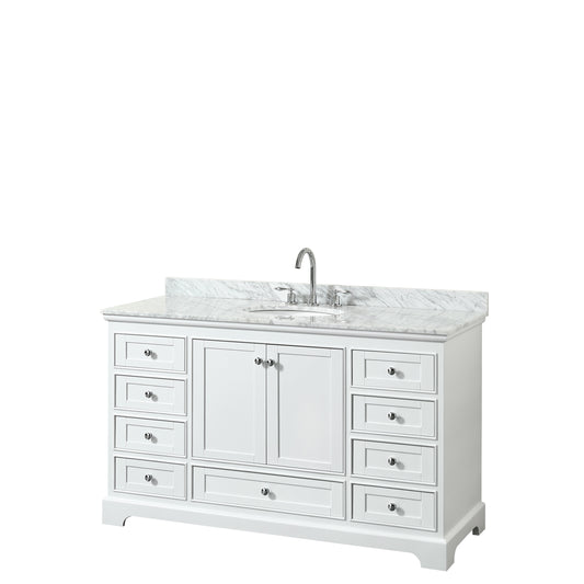 Deborah 60" Single Vanity in White, Top, Oval Sink, No Mirror