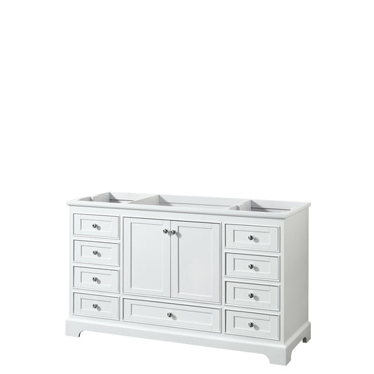 Deborah 60" Single Vanity in White, No Top, No Sink, No Mirror